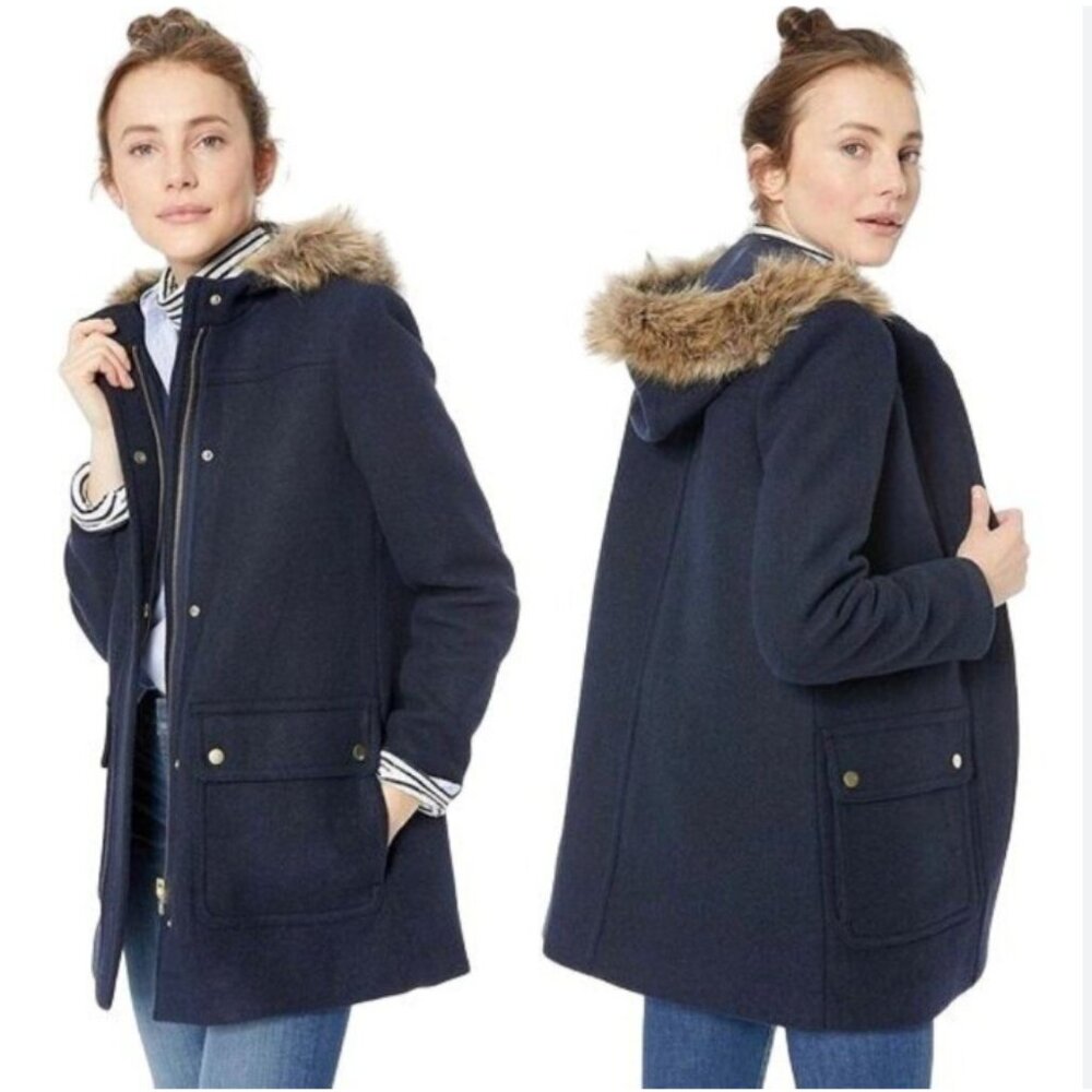 Grey J. Crew Mercantile Worsted Wool Parka
